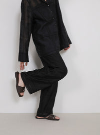 スクエアトゥリングフラットトングサンダル