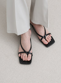 ワイドスクエアトングローヒールサンダル