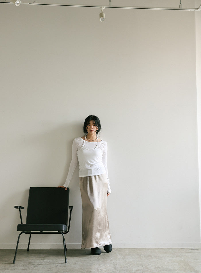 サテンセミフレアスカート – SELECT MOCA