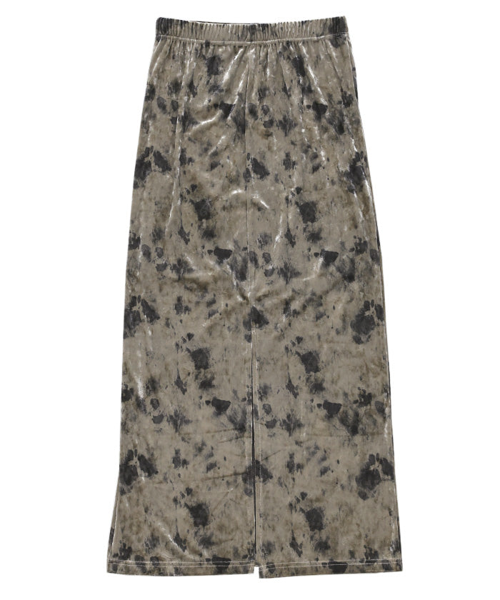 タイダイベロアナロースカート