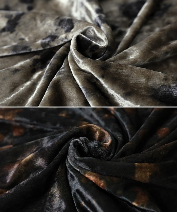 タイダイベロアナロースカート