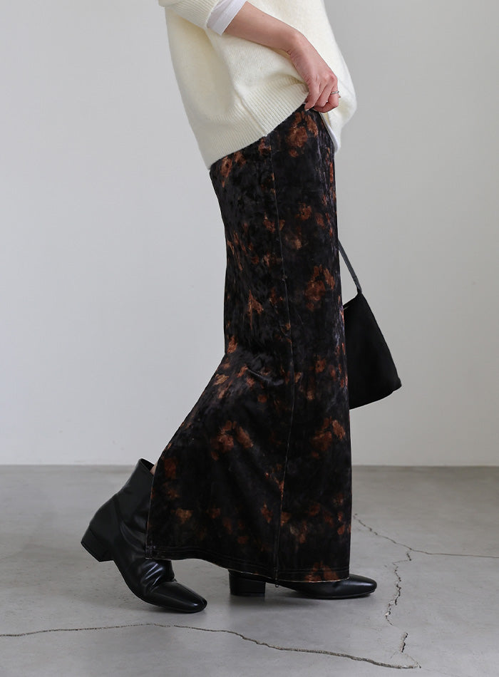 タイダイベロアナロースカート