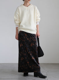 タイダイベロアナロースカート