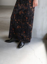 タイダイベロアナロースカート