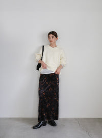 タイダイベロアナロースカート