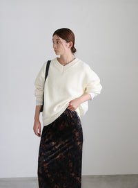 タイダイベロアナロースカート