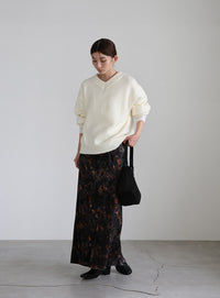 タイダイベロアナロースカート