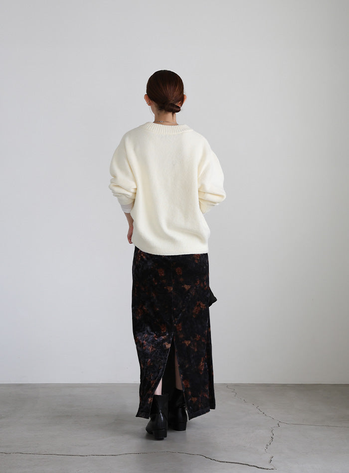 タイダイベロアナロースカート