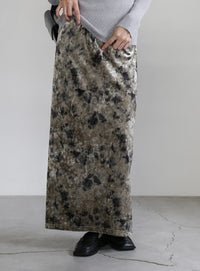 タイダイベロアナロースカート