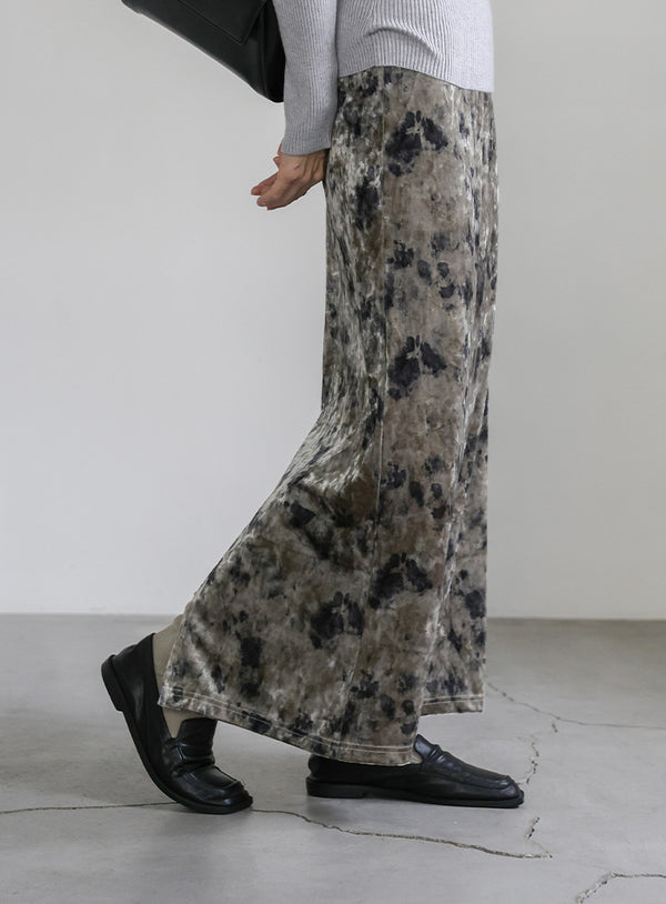 タイダイベロアナロースカート