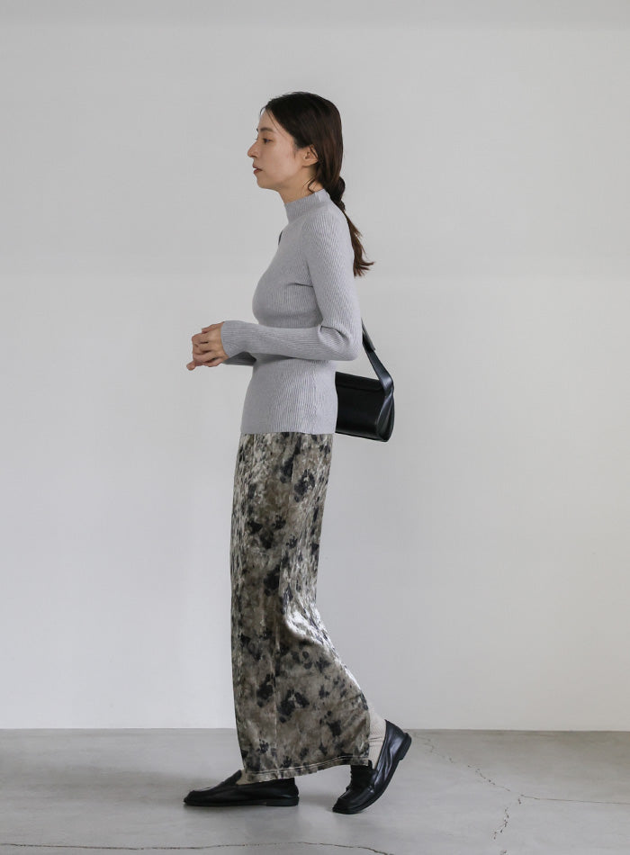 タイダイベロアナロースカート