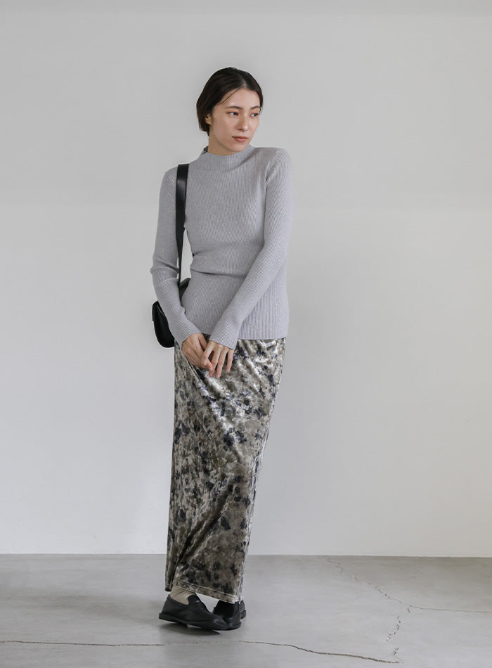 タイダイベロアナロースカート