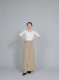 【Et】Wrap Design I-Line Skirt