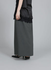 【Et】Wrap Design I-Line Skirt