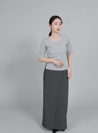【Et】Wrap Design I-Line Skirt