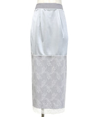 【Et】Lace-Layered Back Slit Skirt
