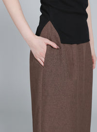 【Et】Lace-Layered Back Slit Skirt