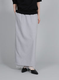 【Et】Lace-Layered Back Slit Skirt