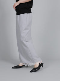 【Et】Lace-Layered Back Slit Skirt
