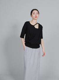 【Et】Lace-Layered Back Slit Skirt