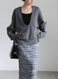 メランジニットタイトスカート