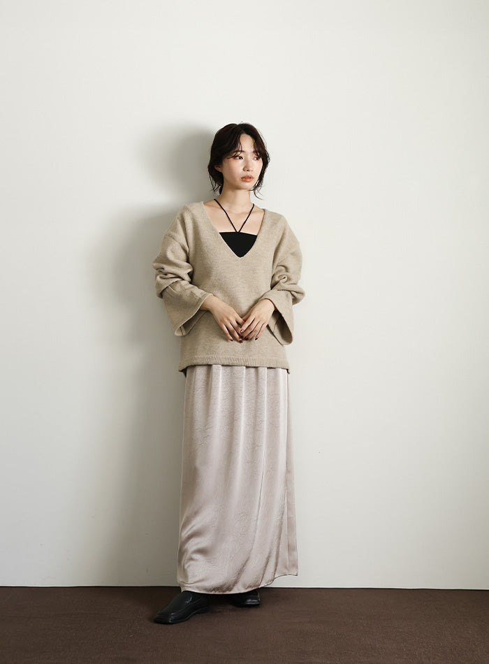 【Et】Satin Washer Narrow Skirt