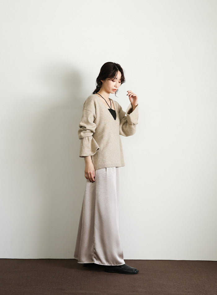 【Et】Satin Washer Narrow Skirt