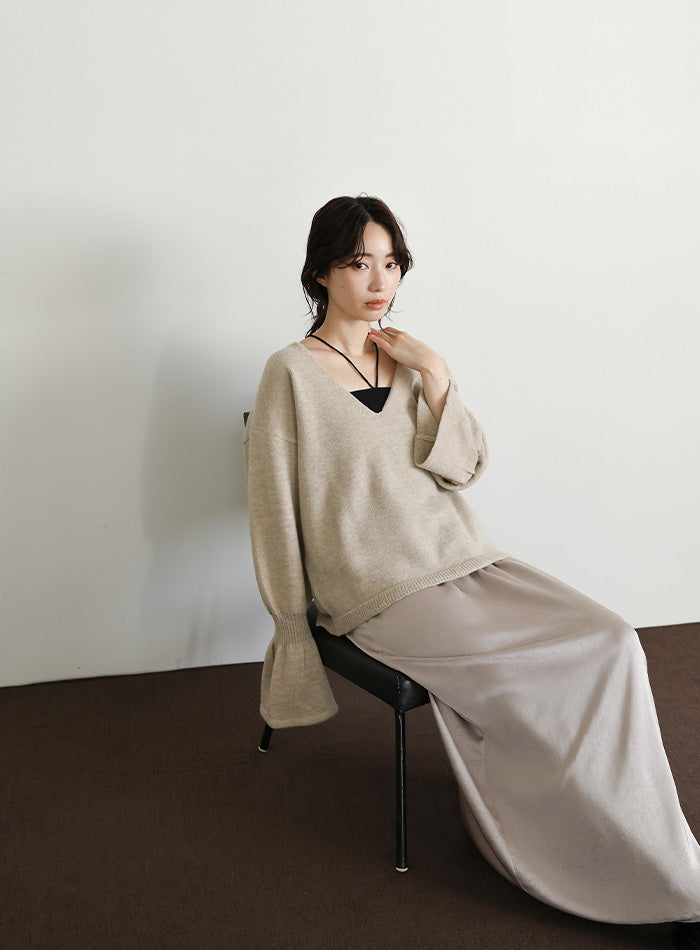【Et】Satin Washer Narrow Skirt