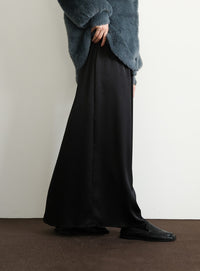【Et】Satin Washer Narrow Skirt