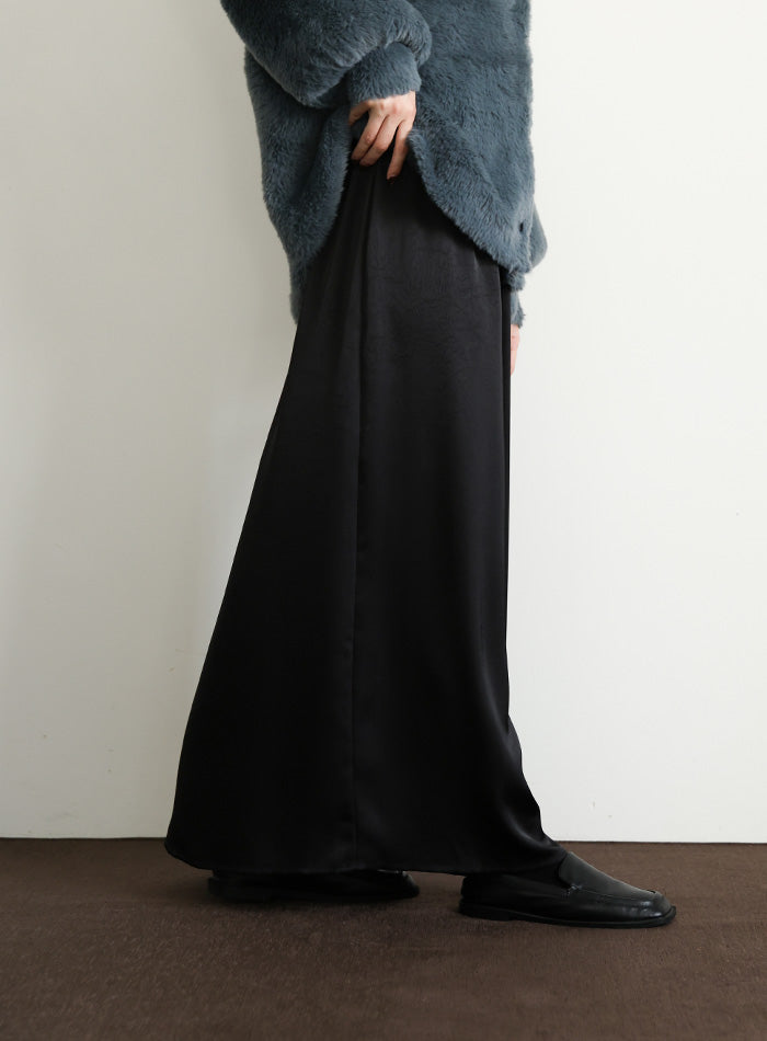 【Et】Satin Washer Narrow Skirt