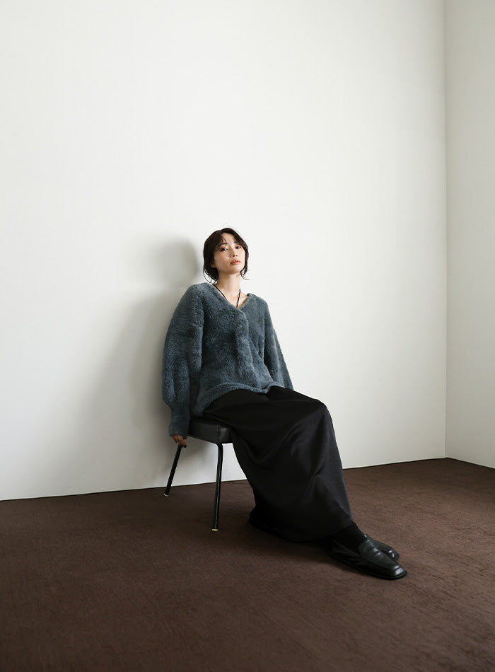 【Et】Satin Washer Narrow Skirt