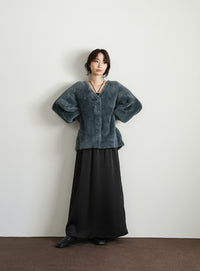 【Et】Satin Washer Narrow Skirt