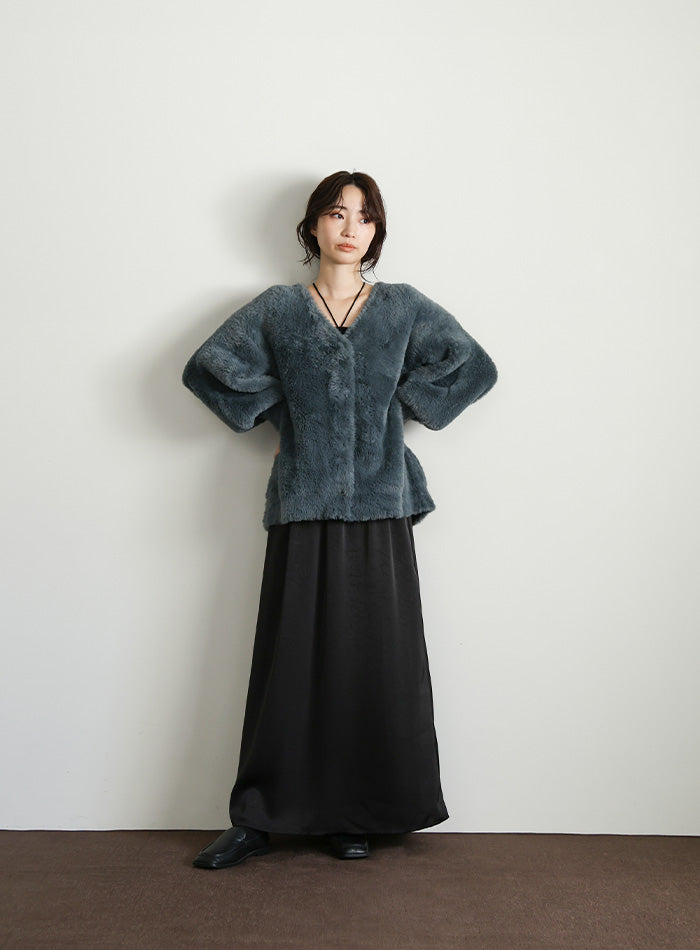 【Et】Satin Washer Narrow Skirt