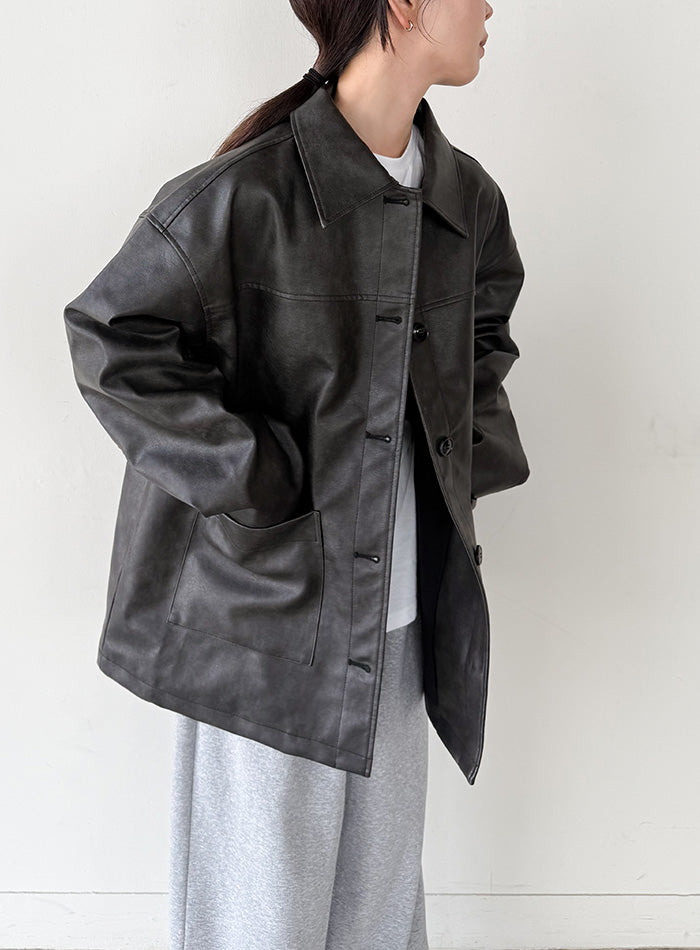 select MOCA by son ステンカラーフェイクレザージャケット ステンカラーフェイクレザージャケット（ステンカラーコート