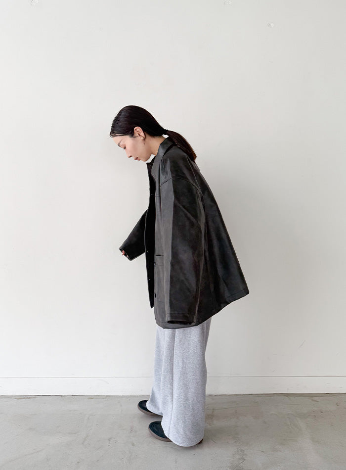 ステンカラーフェイクレザージャケット【by SON】 – SELECT MOCA