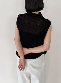 ハイネックシアーノースリーブロングニット【by SON】