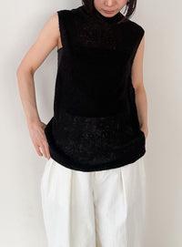 ハイネックシアーノースリーブロングニット【by SON】