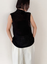 ハイネックシアーノースリーブロングニット【by SON】