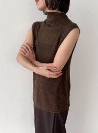 ハイネックシアーノースリーブロングニット【by SON】