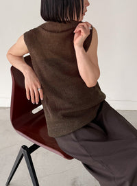 ハイネックシアーノースリーブロングニット【by SON】