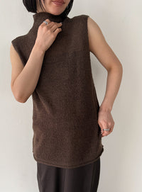 ハイネックシアーノースリーブロングニット【by SON】