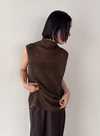 ハイネックシアーノースリーブロングニット【by SON】