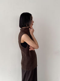 ハイネックシアーノースリーブロングニット【by SON】