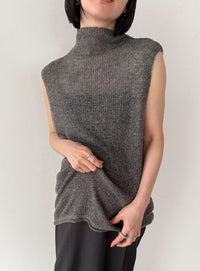 ハイネックシアーノースリーブロングニット【by SON】