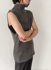 ハイネックシアーノースリーブロングニット【by SON】