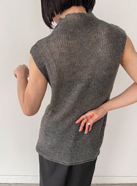 ハイネックシアーノースリーブロングニット【by SON】