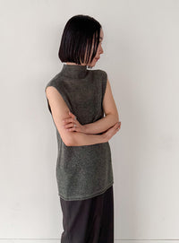 ハイネックシアーノースリーブロングニット【by SON】