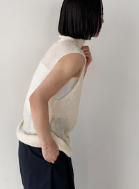 ハイネックシアーノースリーブロングニット【by SON】