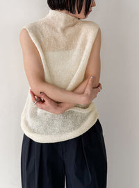 ハイネックシアーノースリーブロングニット【by SON】