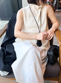 ハイネックシアーノースリーブロングニット【by SON】